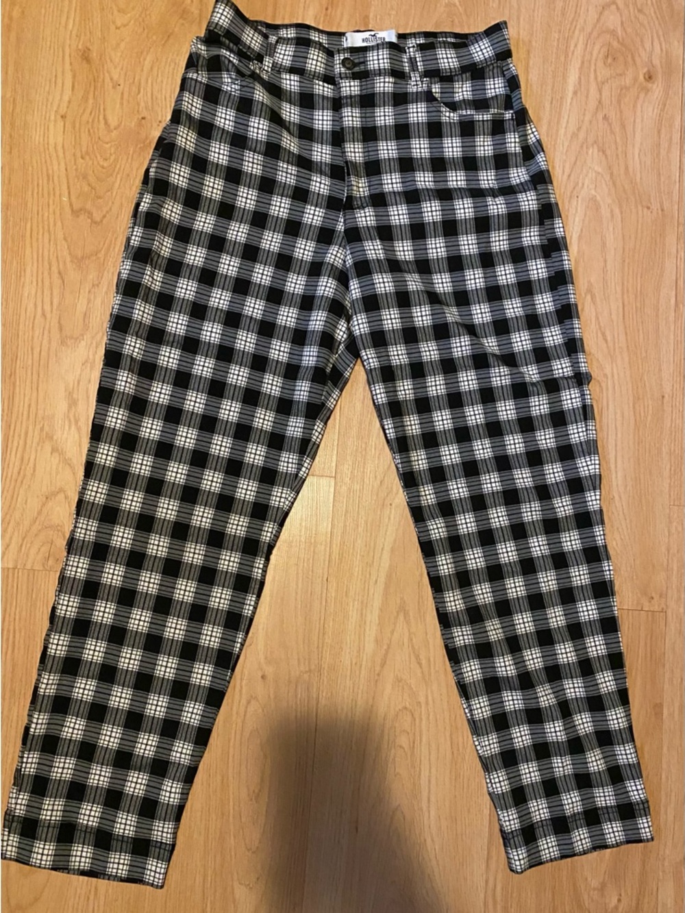 Hollister Ultra High-Rise Black and White Plaid Pants